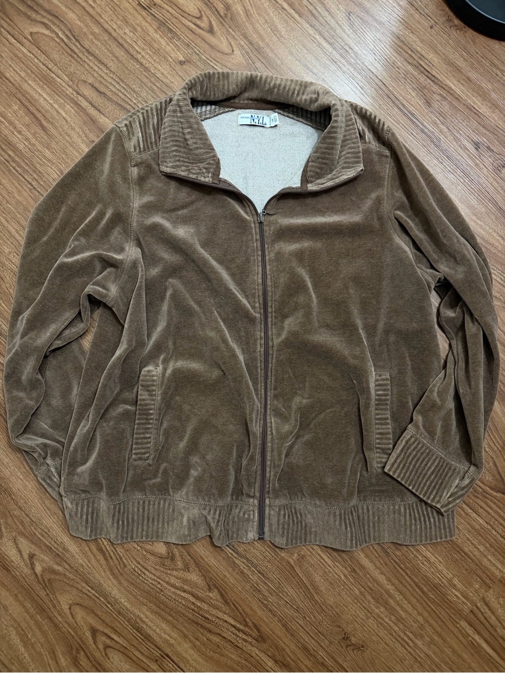 New York Laundry Brown Velour Zip-Front Jacket
